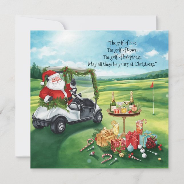 Golf Christmas with Santa Party on the court Holiday Card (Front)