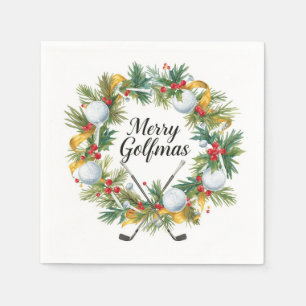 Golf Christmas Wreath with Golf Ball Wreath Napkins