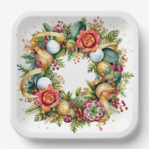 Golf Christmas Wreath with Golf Ball Wreath Paper Plates