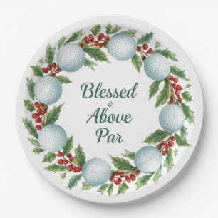 Golf Christmas Wreath with Golf Ball Wreath Paper Plates