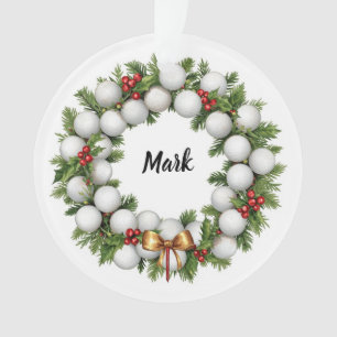 Golf Christmas Wreath with Golfer Name Ornament