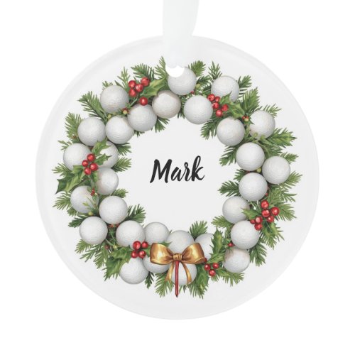 Golf Christmas Wreath with Golfer Name Ornament