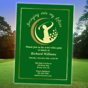 Golf Classic Green Golden Player 50th Birthday  Invitation