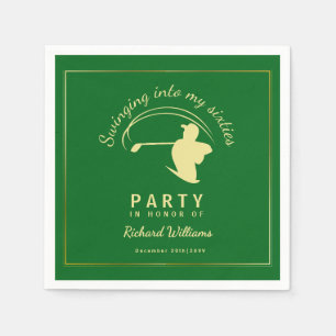 Golf Classic Green Golden Player Men 60th Birthday Napkins