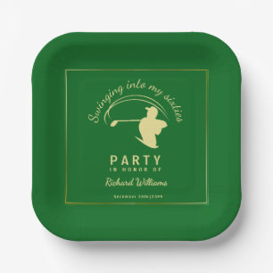Golf Classic Green Golden Player Men 60th Birthday Paper Plates
