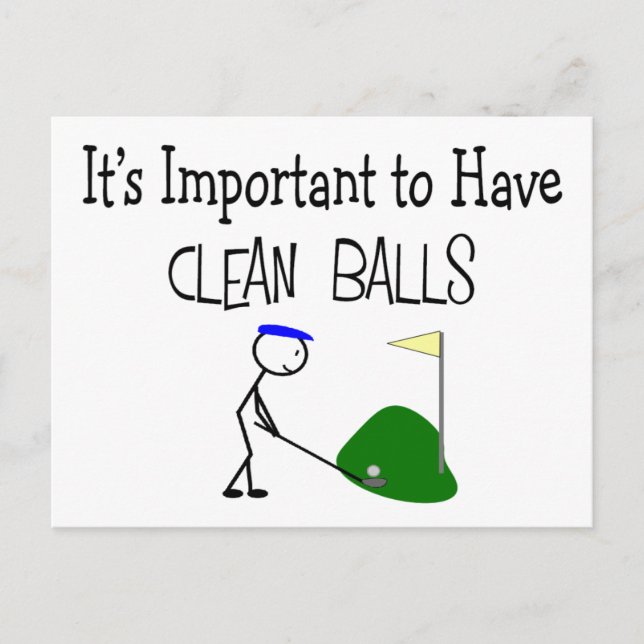Golf "CLEAN BALLS"  Golf Humor Gifts Postcard (Front)