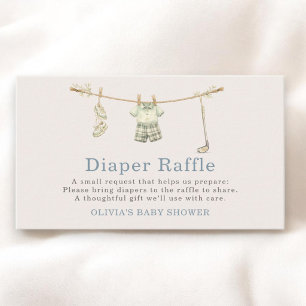 Golf Clothesline Diaper Raffle Baby Shower Enclosure Card