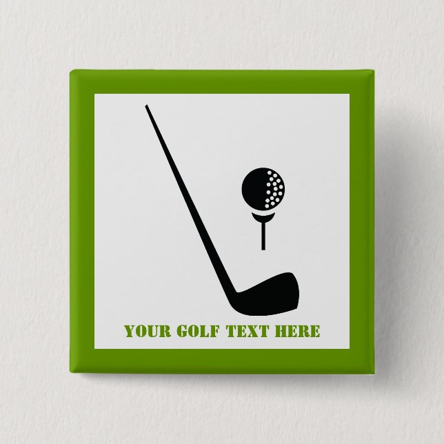 Golf club and ball black, green custom button (Front)