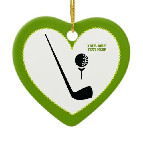 Golf club and ball black, green custom ceramic ornament