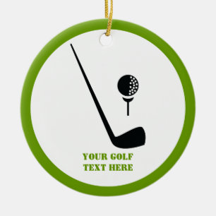 Golf club and ball black, green custom ceramic ornament