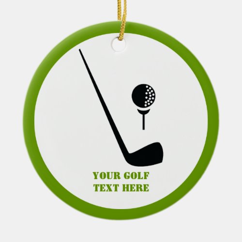 Golf club and ball black green custom ceramic ornament