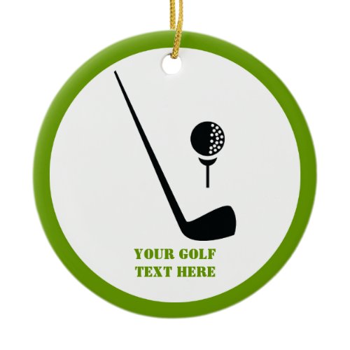 Golf club and ball black, green custom ceramic ornament