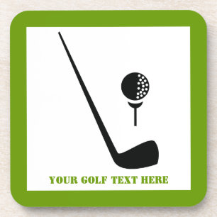 Golf club and ball black, green custom coaster