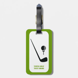 Golf club and ball black, green custom luggage tag