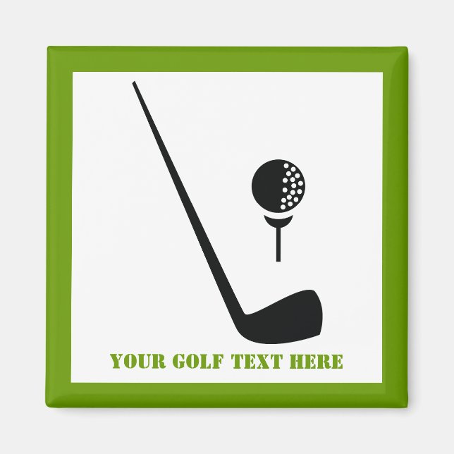 Golf club and ball black, green custom magnet (Front)