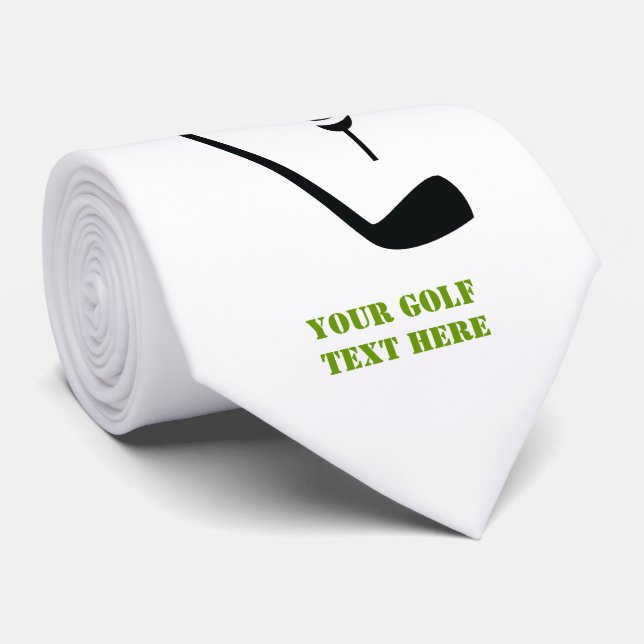 Golf club and ball black, green custom neck tie (Rolled)