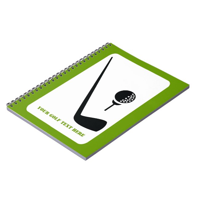 Golf club and ball black, green custom notebook (Left Side)