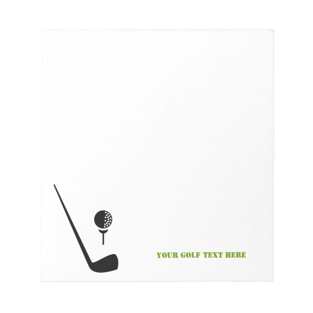 Golf club and ball black, green custom notepad (Front)