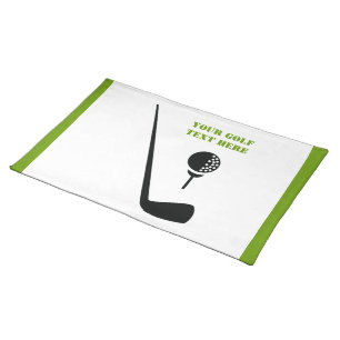 Golf club and ball black, green custom placemat