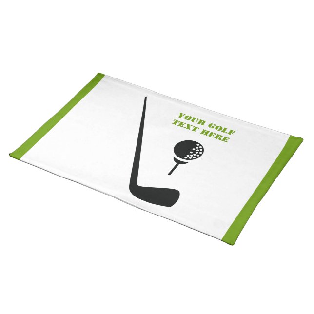 Golf club and ball black, green custom placemat (On Table)