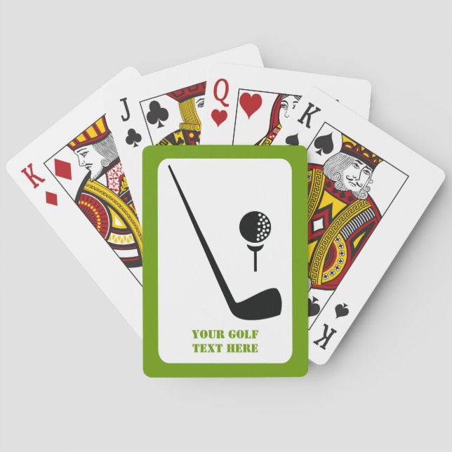 Golf club and ball black, green custom poker cards (Back)