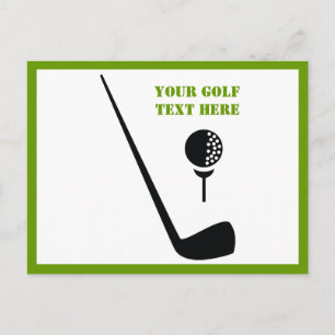 Golf club and ball black, green custom postcard
