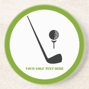 Golf club and ball black, green custom sandstone coaster