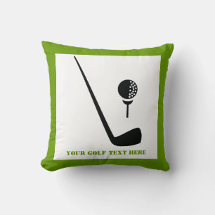 Golf club and ball black, green custom throw pillow