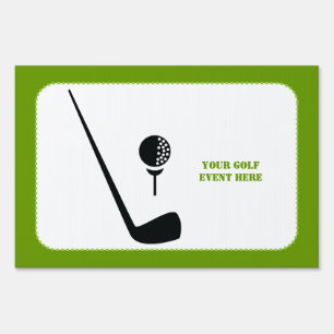 Golf club and ball black, green custom yard sign