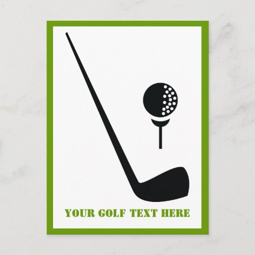 Golf club and ball black vertical custom postcard
