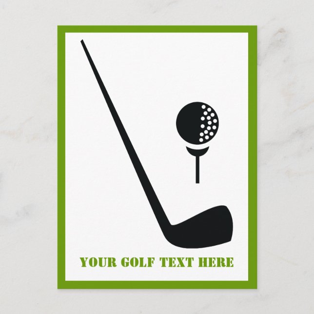 Golf club and ball black vertical custom postcard (Front)