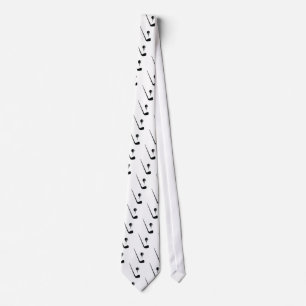 Golf club and ball black, white custom neck tie
