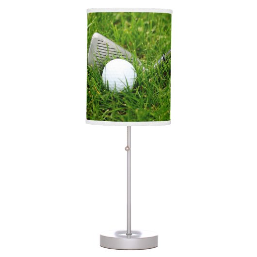Golf Club and Ball in Green Grass Table Lamp (Front)