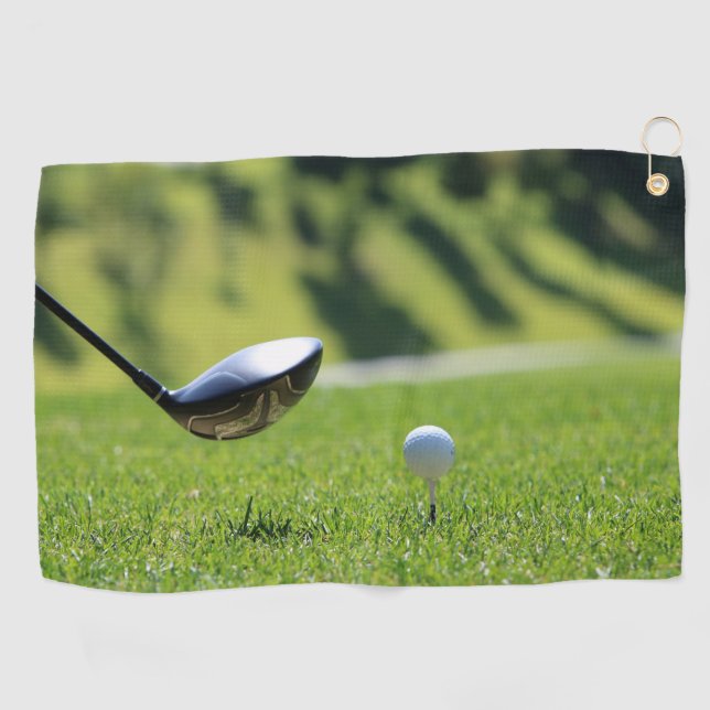 Golf club and ball on a tee in grass Best Towel (Horizontal)