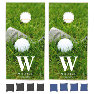 Golf Club and Ball Personalized Cornhole Set