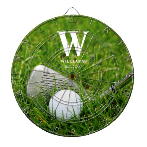Golf Club and Ball Personalized Dart Board
