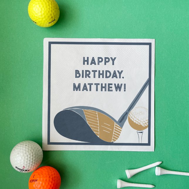 Golf Club and Ball Personalized Golfers Birthday Napkins (Creator Uploaded)