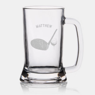 Golf Club and Ball Personalized Golfers Name Stein