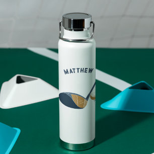 Golf Club and Ball Personalized Golfers Name Water Bottle