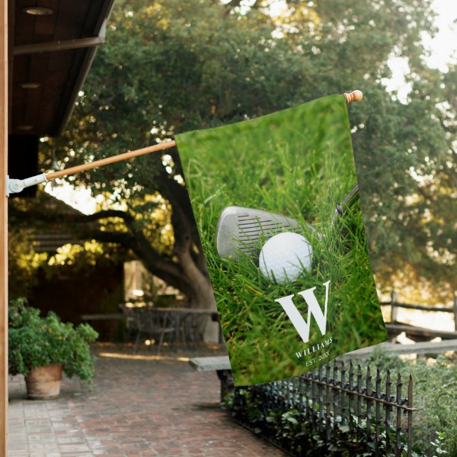Golf Club and Ball Personalized House Flag (In SItu)