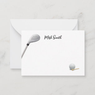 Golf Club and ball with Name for golfer Note Card