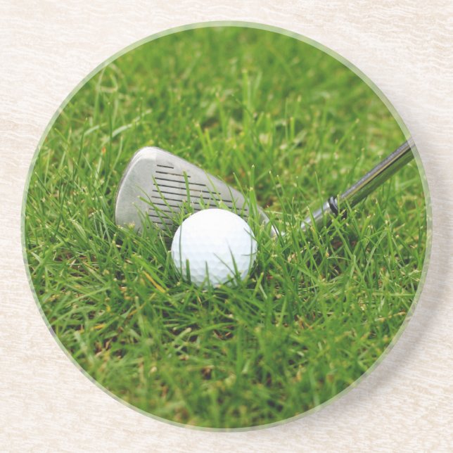 Golf Club and Golf Ball Sandstone Coaster (Front)