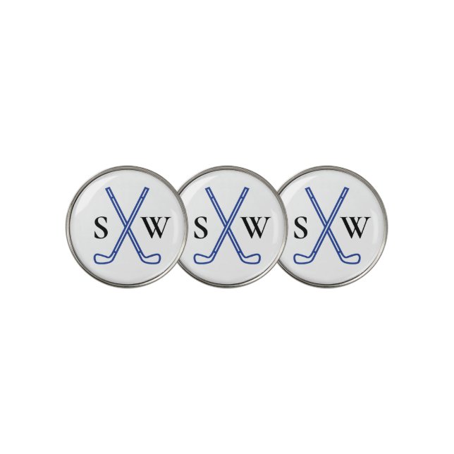Golf Club Blue Golfer Monogrammed Golf Ball Marker (3 Up)