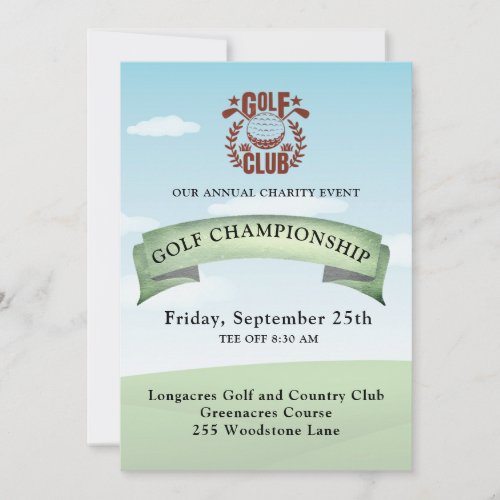 Golf Club Charity Tournament Logo Photo Invitation