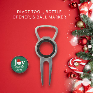 Golf Club Christmas Party Favor Joy Modern Green Divot Tool