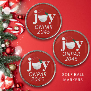 Golf Club Christmas Party Favor Joy Modern Red Golf Ball Marker