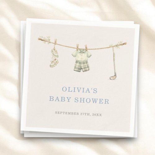 Golf Club Clothesline Baby Shower Party Napkins