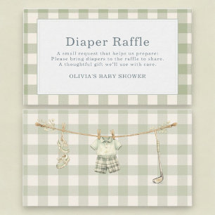Golf Club Gingham Diaper Raffle Baby Shower Enclosure Card