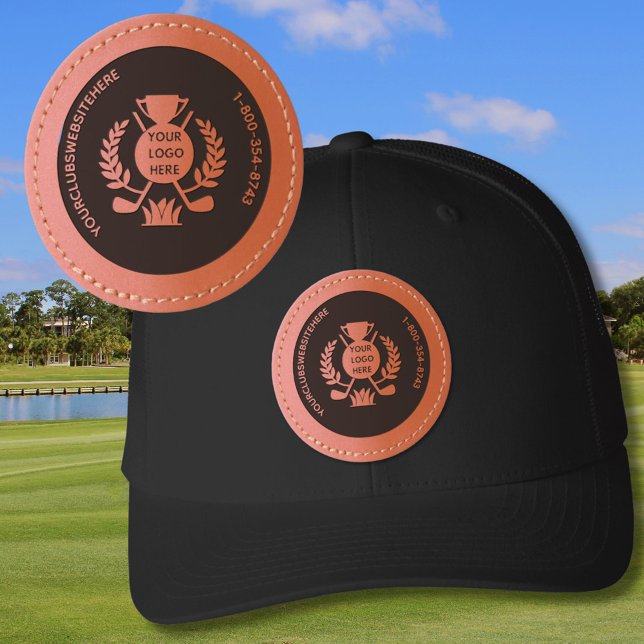 Golf Club Golf League Logo Website Phone  Leather Patch Hat (Creator Uploaded)