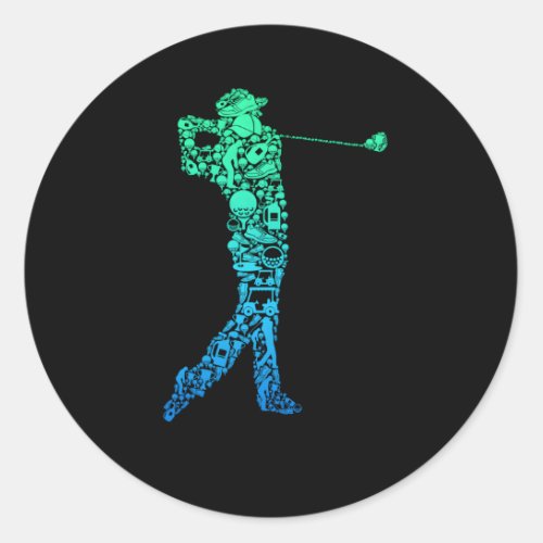 Golf Club Golfer Golfing Classic Round Sticker